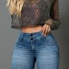 Double Button High Waist Denim Bermuda Shorts