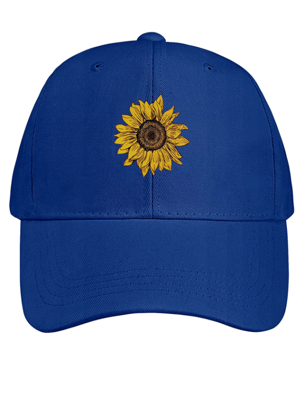 Women's Sunflower Print Cotton Fit Adjustable Hat