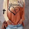 01d0af33c0c5f655ac8f0de7e0681e83-1 Colorblock Letter Cross Print Casual Top