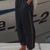 Women Casual Floral Loose Pockets Elastic Waist Pants Ankle Length Pants