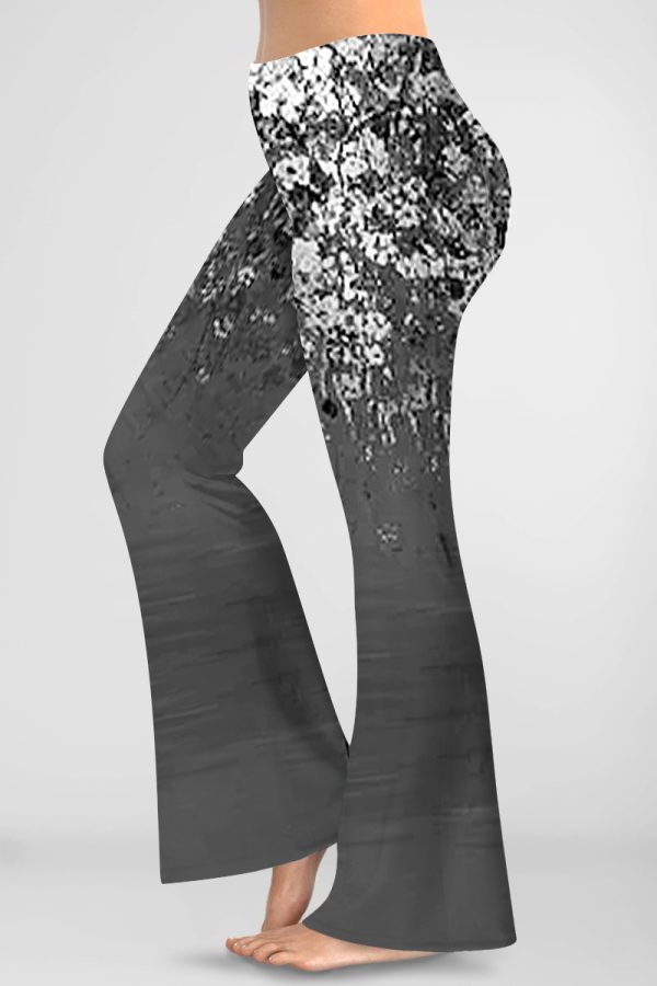 05a60e4f6c211c4140c3c5051b53fe51-1 Women'sPlus Size Casual Black Floral Print Hight Waist Bell Bottom Pants