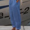 Vacation Casual Loosen Cotton Linen Solid Pants