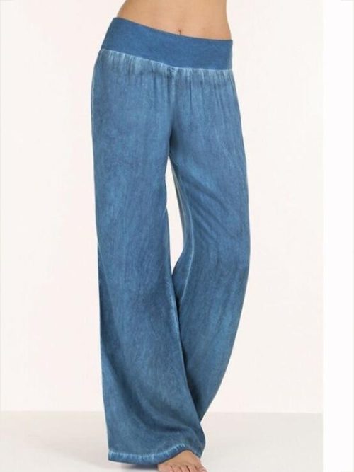 0ac23d168298680f9230c15117230b80-1 Fashion Solid Color Big Hem Wide Leg Bottom Casual Pants