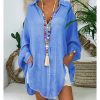 0e0839d2d0a12b32ca558acd7936e8ed-1 Solid Color Button Long Sleeve Loose Casual Shirt Women's Top