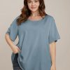 Plain Round Neck Button Detail Blouse