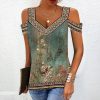 Trendy Print Green Sleeveless Top