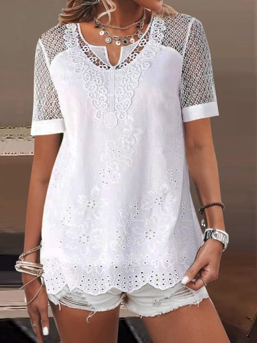 10a0bdbc3f4ef2ed8e2989de7f74d355-1 Lace Edge Lace Collar Casual Shirt