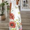 Women's Floral Printed Short Sleeve V-neck Maxi Dress