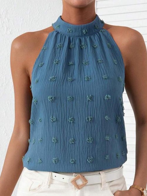 168308375762d784d8a562777c676797-13c96e91-47fd-4b91-b3fd-02877b2c3efe-1 Blue Plain Sleeveless Halter Top