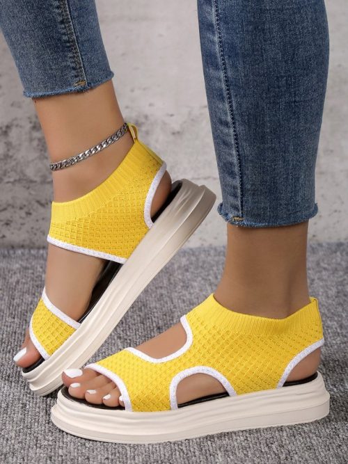 16d8ddefef13182d1d91787f37c13d90-1 Casual Cut Out Mesh Fabric Slip On Sandals