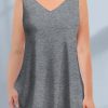 1c0fe31874b8460597fab19396d58c49-1 Women'sPlus Size Casual Black V Neck Tunic Tank Top