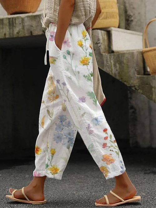 1e8fe7041d742b54501cad51e9f4b4d2-1 Floral Casual Loose Pants