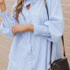 Striped Puff Sleeve Loose Blouse