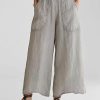 Casual Plain Pockets Linen Pants