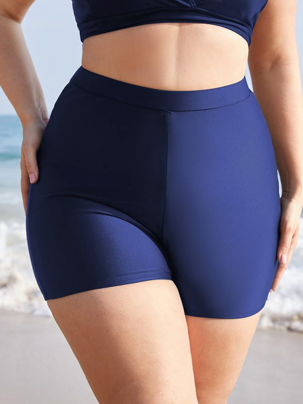Plain Elastic Waist Swim Shorts