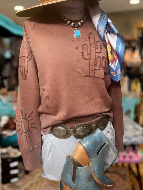 2139a3eb455d1623927a9a0171af37e3-1 Western Graphic Print Long Sleeve Sweatshirt