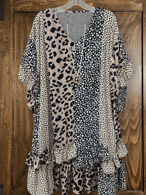 21cc482cda91b6789707b03179646a53-1 Leopard Print Ruffled V-Neck Dress