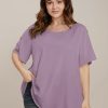 Plain Round Neck Button Detail Blouse