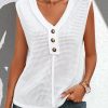 V Neck Plain Polyester Cotton Casual Tank Top