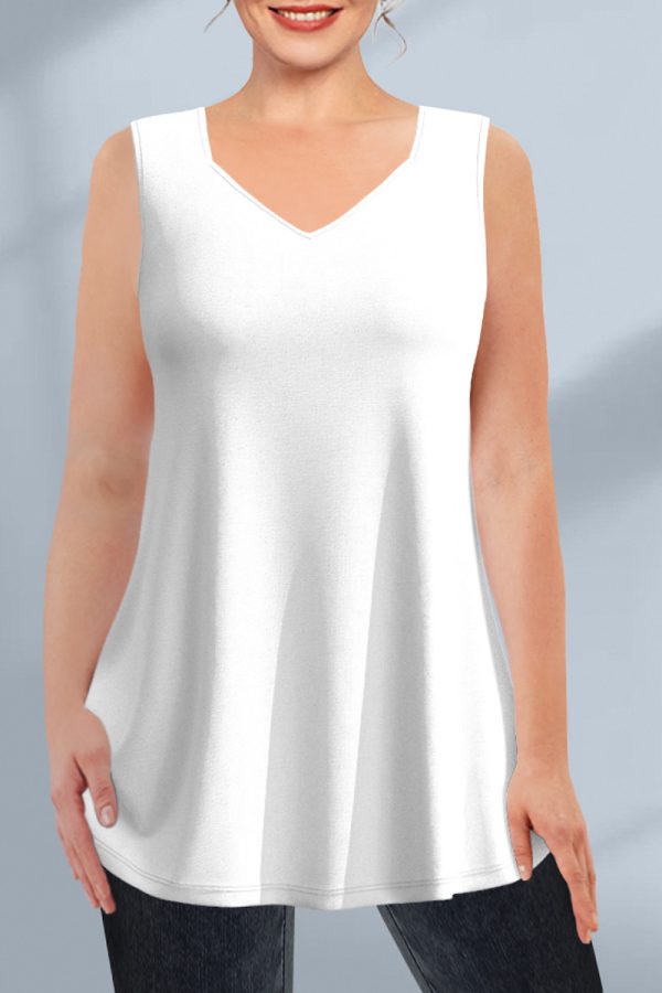 2da9d0832bd10c618994031b821b4562-1 Women'sPlus Size Casual Black V Neck Tunic Tank Top