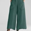 Casual Plain Pockets Linen Pants