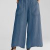 Casual Plain Pockets Linen Pants