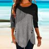 Vintage Stripe Black and Gray Color Block Tunic