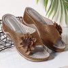 Women's Wedge Heel Fish Mouth Cutout Flower Casual Sandals
