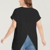Solid Round Neck Crossover Back T-shirt