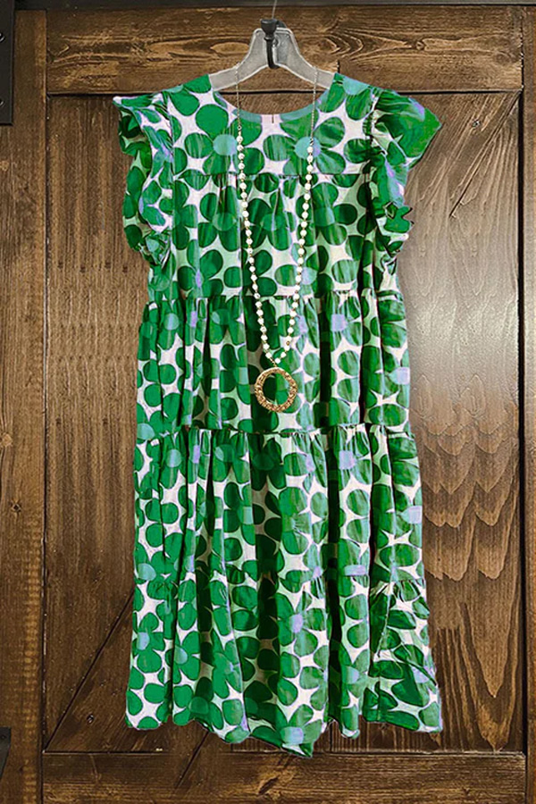 342857a2e89fe25505c42b5080ef1b80-1 Cute Floral Print Ruffled Dress