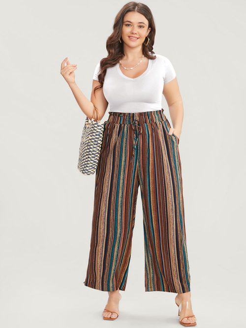 390507883-ec-20985f32-762e-40a4-b6db-933a38397929-1 Striped Contrast Paperbag Waist Ties Up Pocket Pants