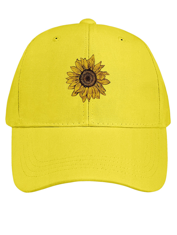 Women's Sunflower Print Cotton Fit Adjustable Hat