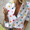 3rtghj-1 Classy Polka Dot Collared Shirt
