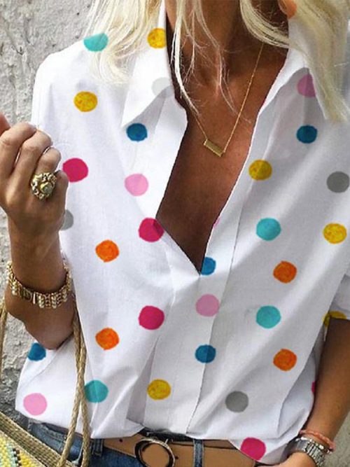 Classy Polka Dot Collared Shirt