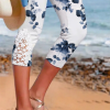 Lace Floral Vacation Capris Leggings