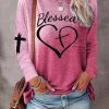 4e0c16add8ff9d1f672b53ffd88f5142-1 Colorblock Letter Cross Print Casual Top