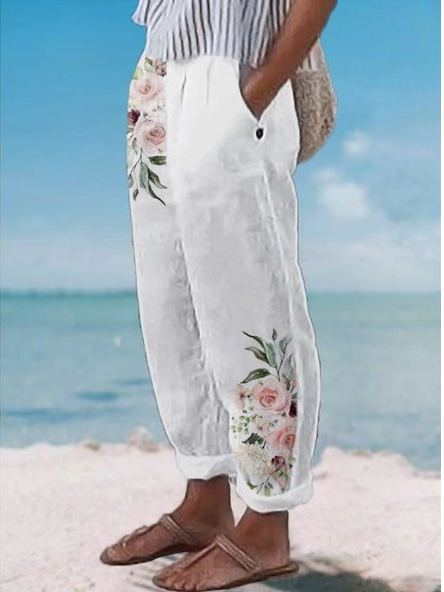4faa5eaab2196e94f8ce2f74fc41cbbe Casual Floral Cotton Pants