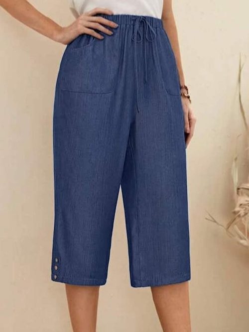 50189a58e0790b0fb2f31f9d18cd9bcb-1 Loose Casual Plain Pants