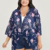Floral Print Asymmetrical Hem Open Front Cover Up