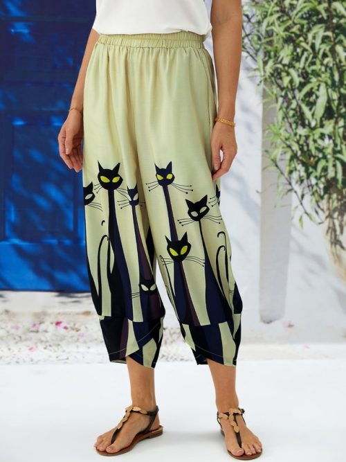 5bbb6e17ea8da3fab11528c5679b9516-1 Loose Cat Casual Pants
