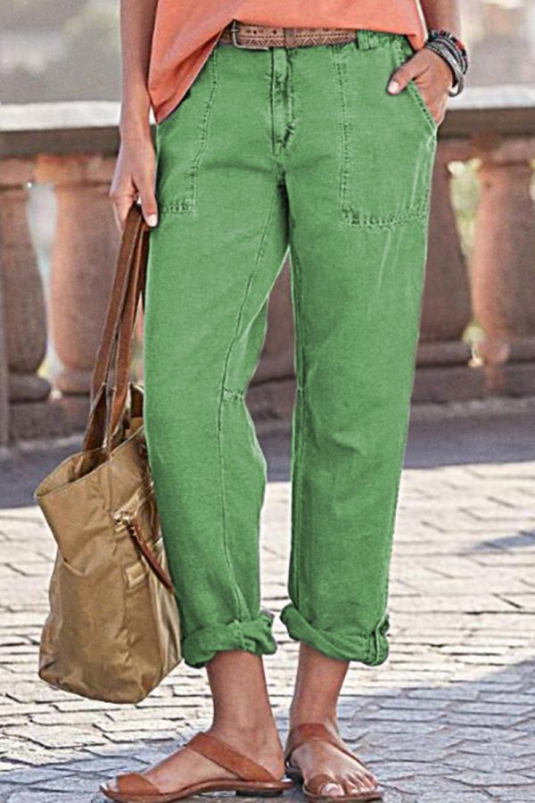 Slant Pocket Zip Fly Pants Without Belt
