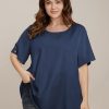 Plain Round Neck Button Detail Blouse