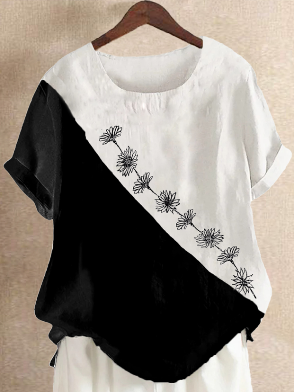 63f0c6c9cc6cd383baa3154db758abb1 Women Causal Ruched Crew Neck Cotton And Linen Short Sleeve Summer Plain T-shirt