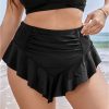 Ruffle Trim Ruched Front Swim Bottom