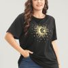 Moon And Star Round Neck T-shirt