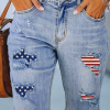 Women's America Flag Hole Patch Fifth Pants Denim Shorts