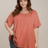 Plain Round Neck Button Detail Blouse