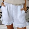 Women Plain Casual High Waist Cotton Linen Loose Summer Shorts