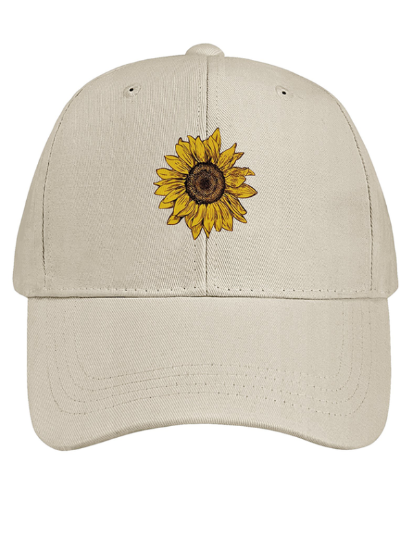 Women's Sunflower Print Cotton Fit Adjustable Hat