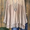 Lace Paneled Ruffled V-Neck Loose Top